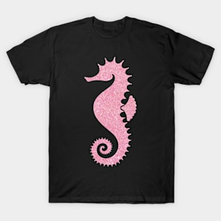 Light Pink Faux Glitter Seahorse T-Shirt